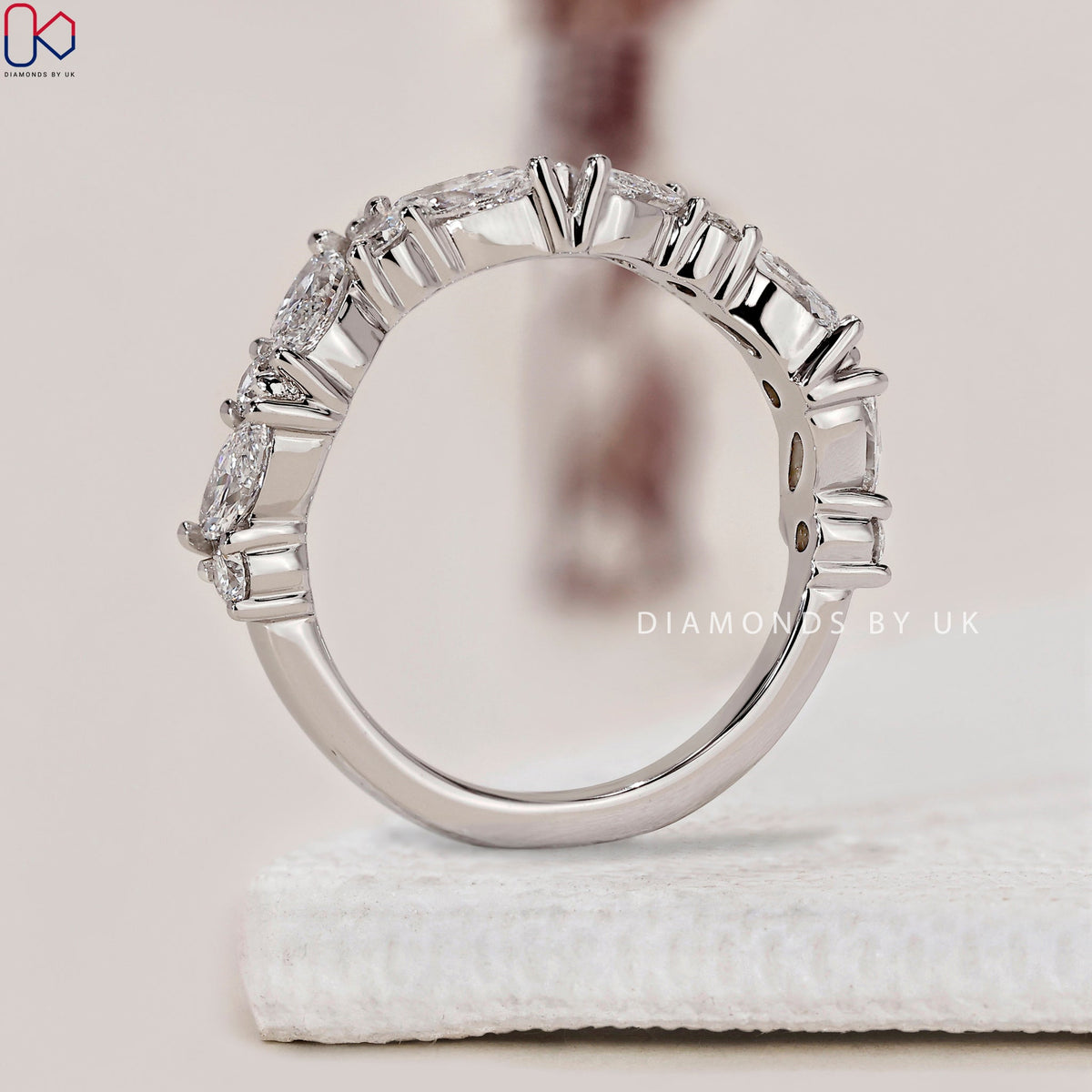 Zig Zag Wedding Band – Marquise and Round Diamonds