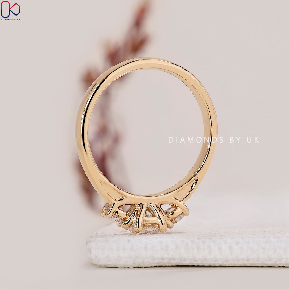 Yellow Gold Three Stone Round Diamond Ring