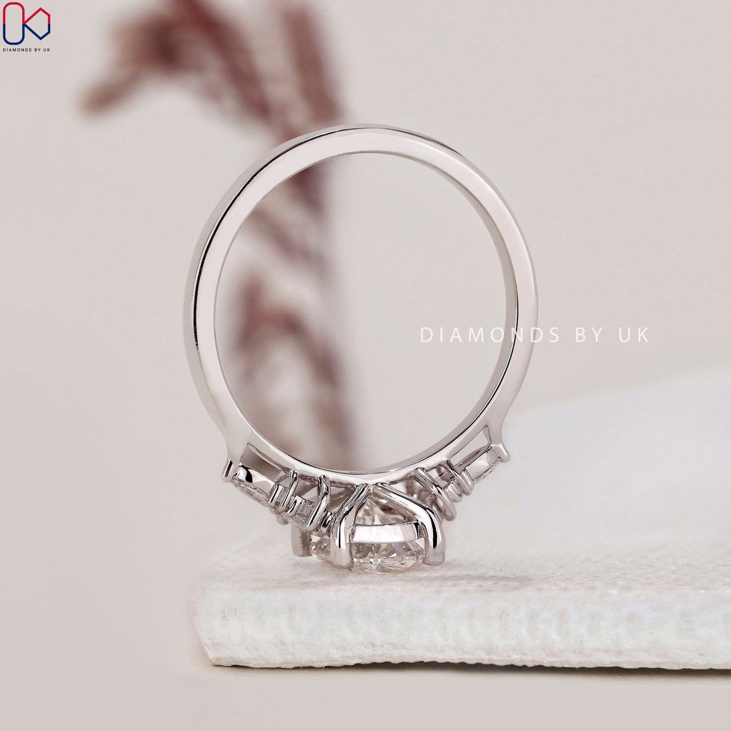 Oval Shape Engagement Ring - White Gold