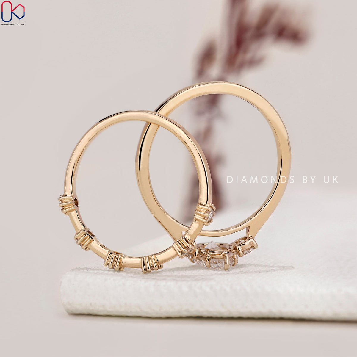 3 Stone Engagement Ring With Wedding Band