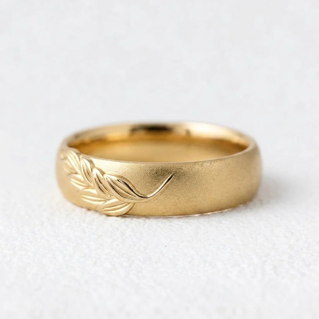 Isla’s Frond | Palm Leaf Sandblast 6MM Men's Wedding Band