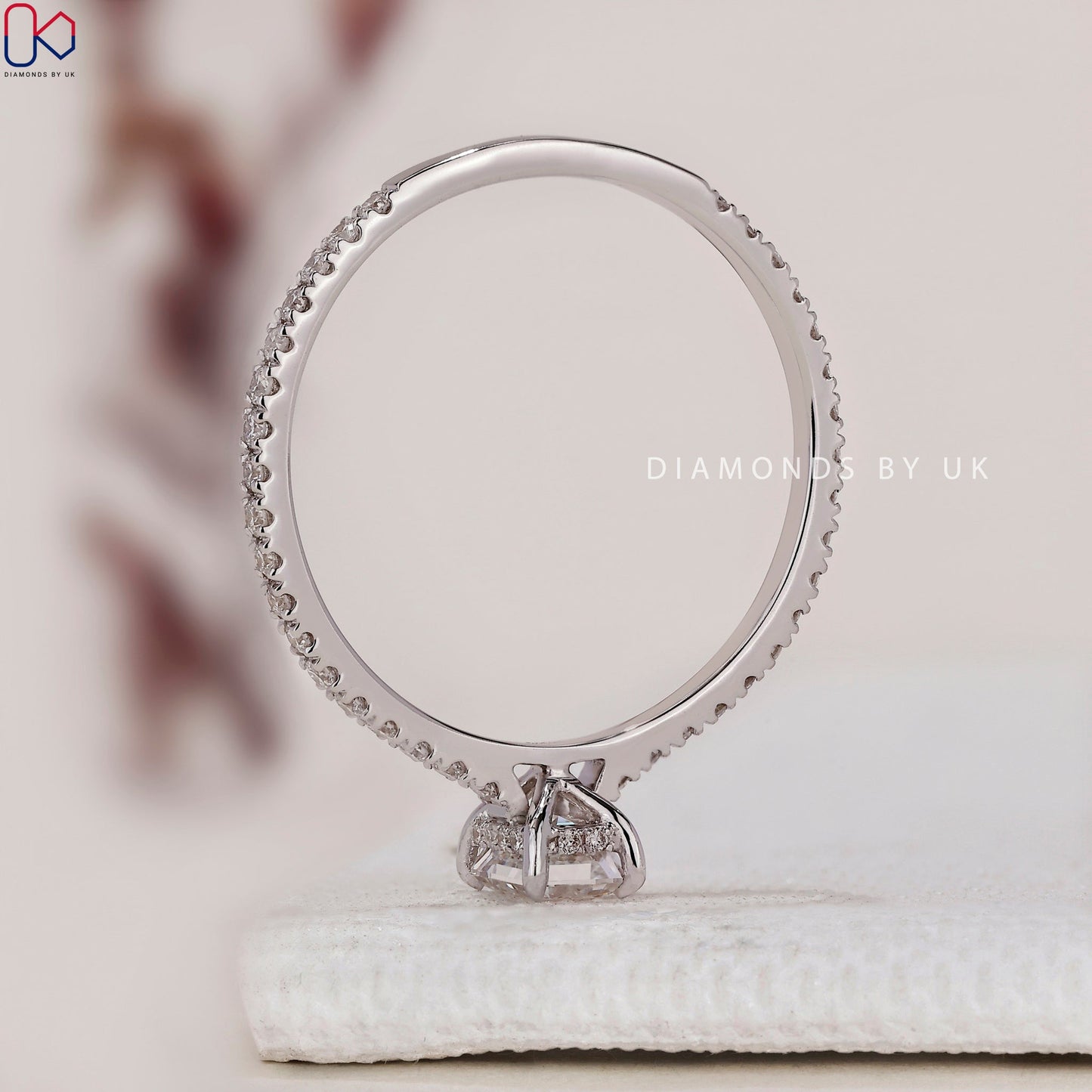 Emerald Cut Engagement Ring - Hidden Halo