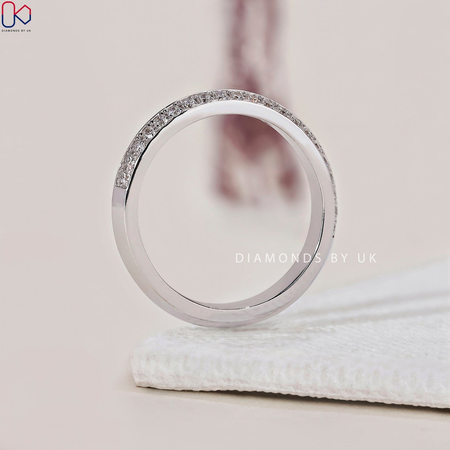 Knife Edge Wedding Band – Half Eternity