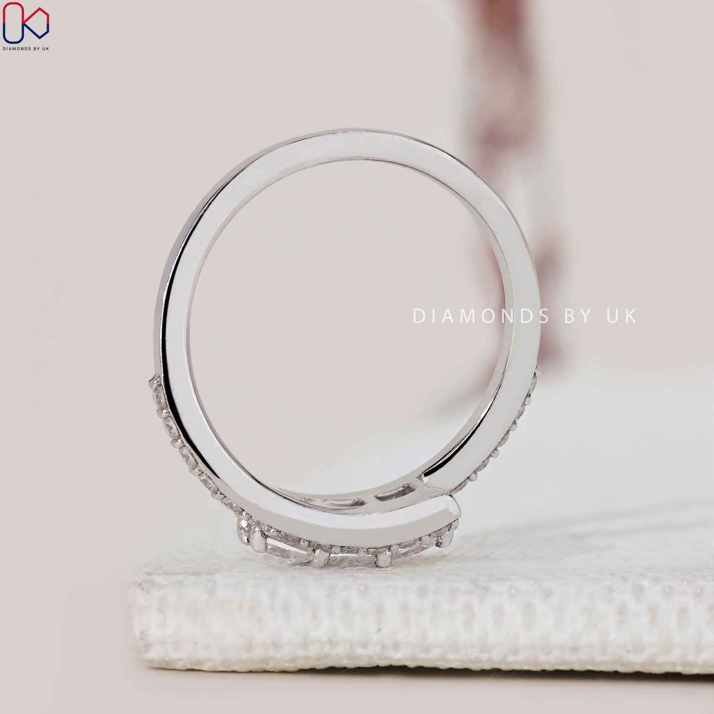 Three Diamond Princess Cut Wedding Band