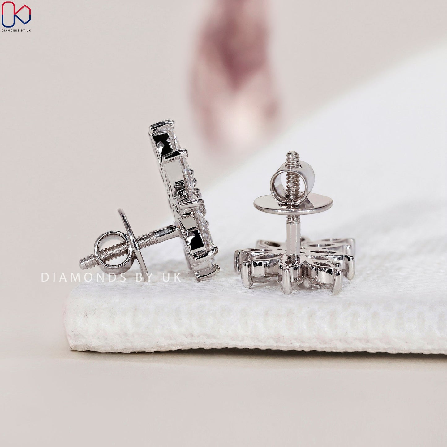 Diamond Cluster Earrings - Marquise Shape