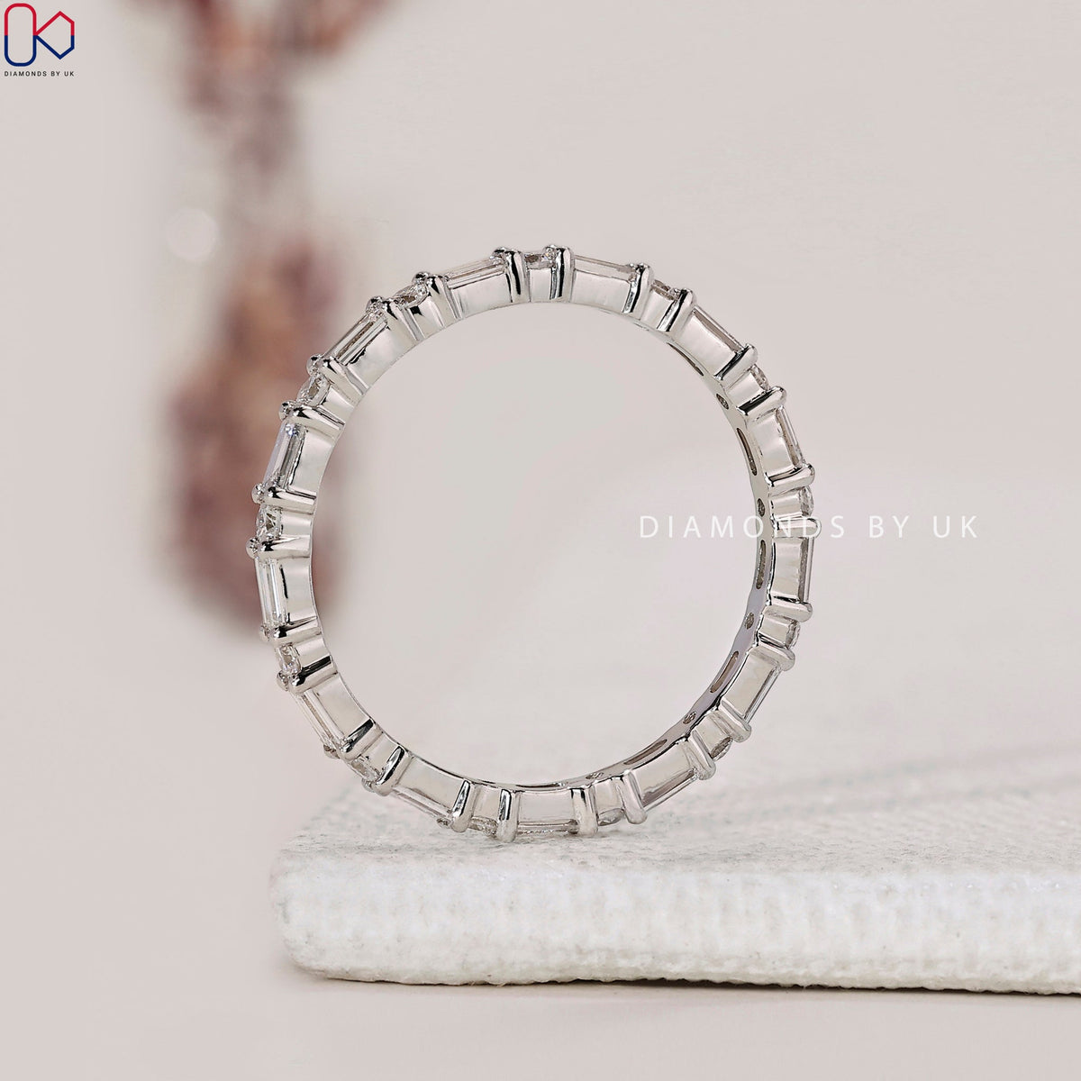White Gold Baguette And Round Eternity Band