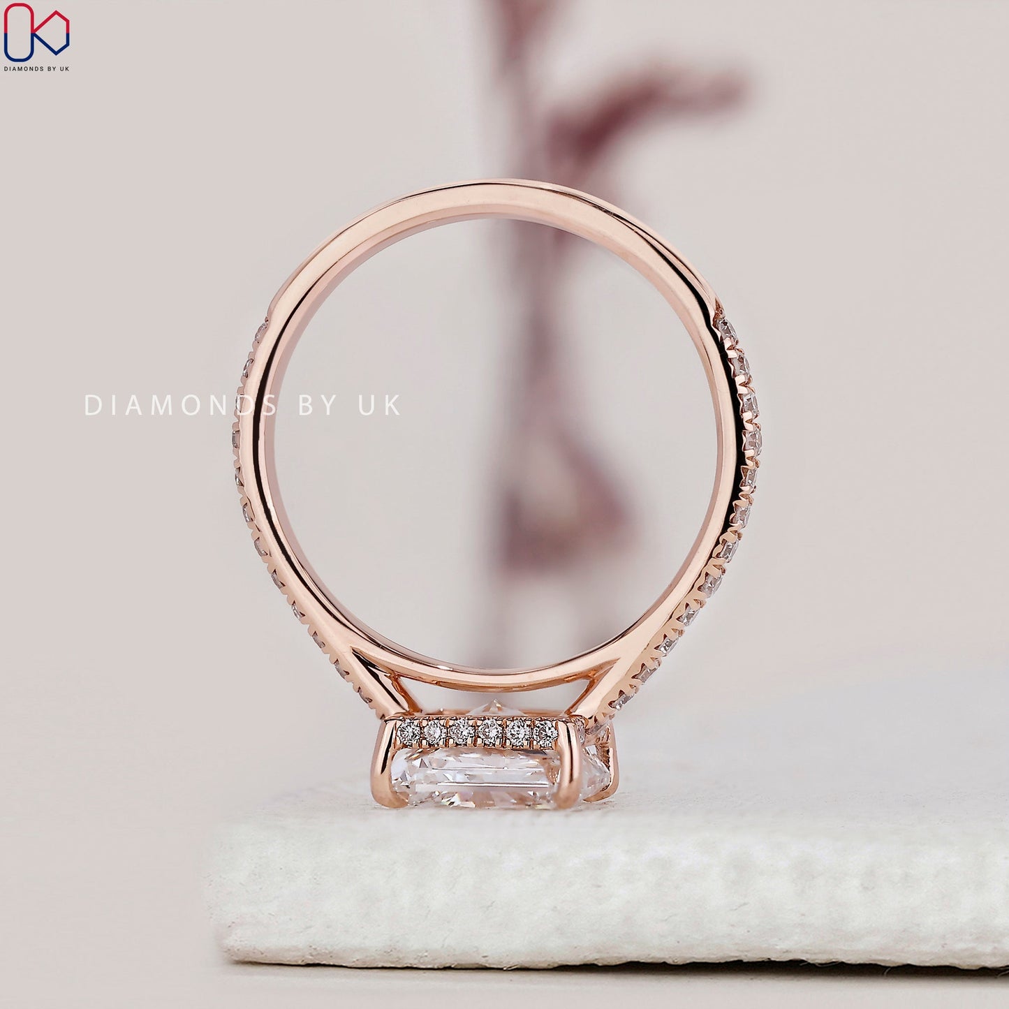 Radiant Cut Hidden Halo Engagement Ring