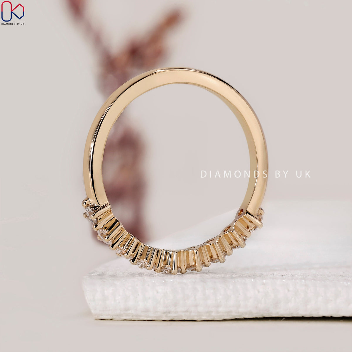 Yellow Gold Round Diamond Half Eternity Band