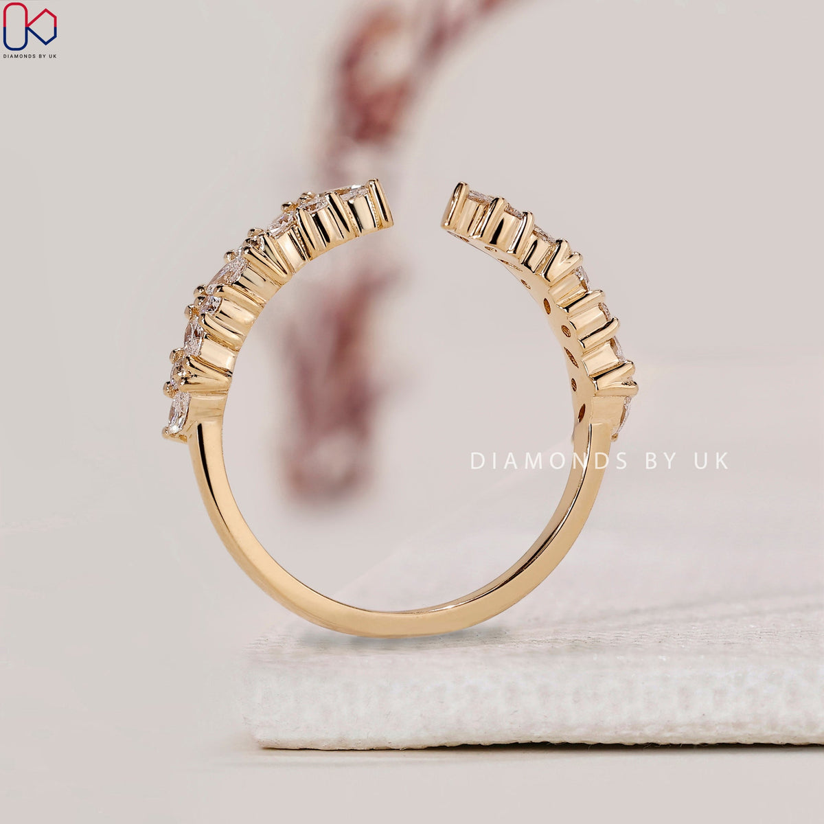 Open Gap Wedding Band In Marquise And Round Diamond