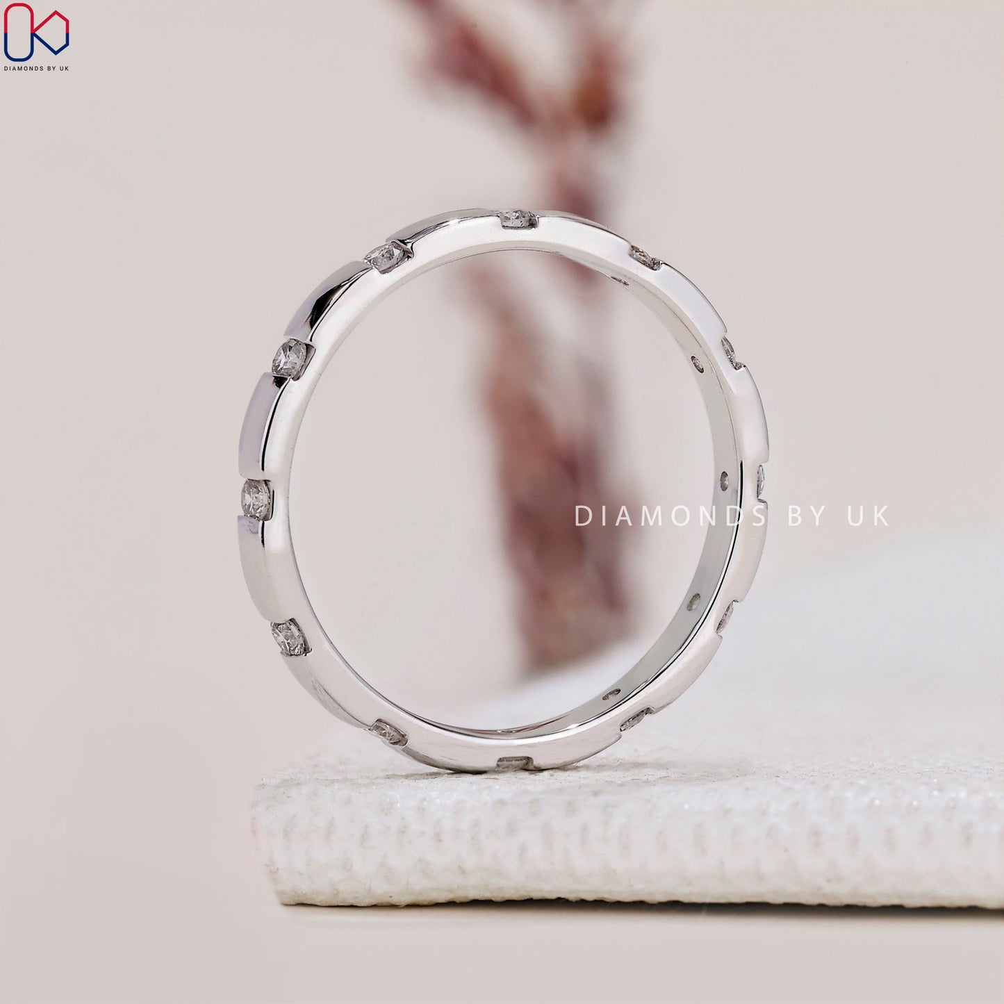 Round Diamond Gypsy Setting Wedding Band