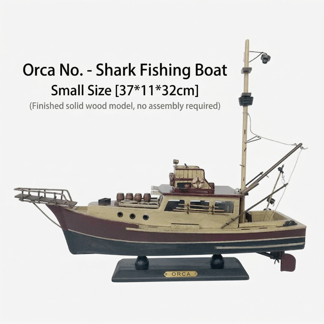 Solid Wood Fishing Vessel Model Sculpture