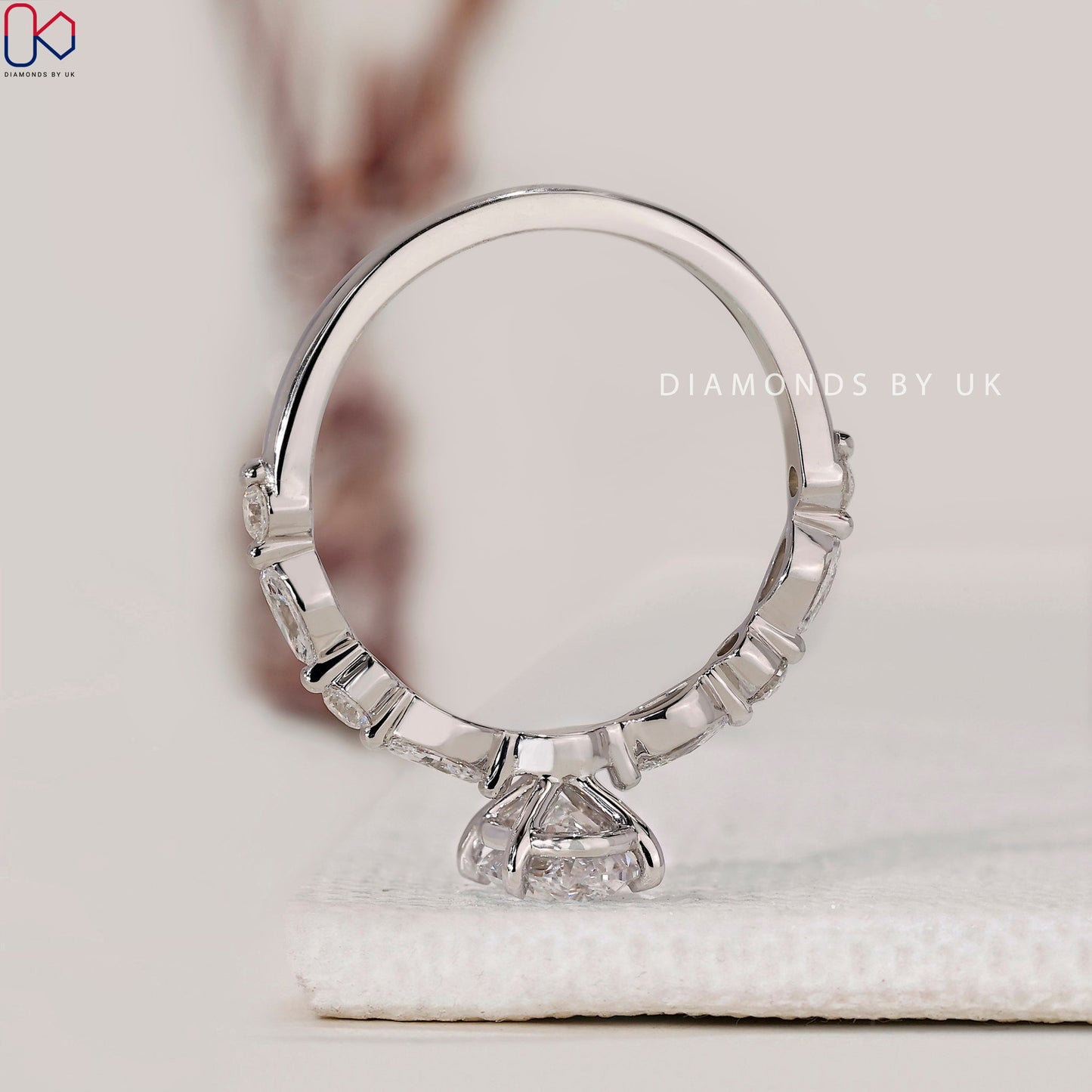Oval Diamond Engagement Ring In White Gold