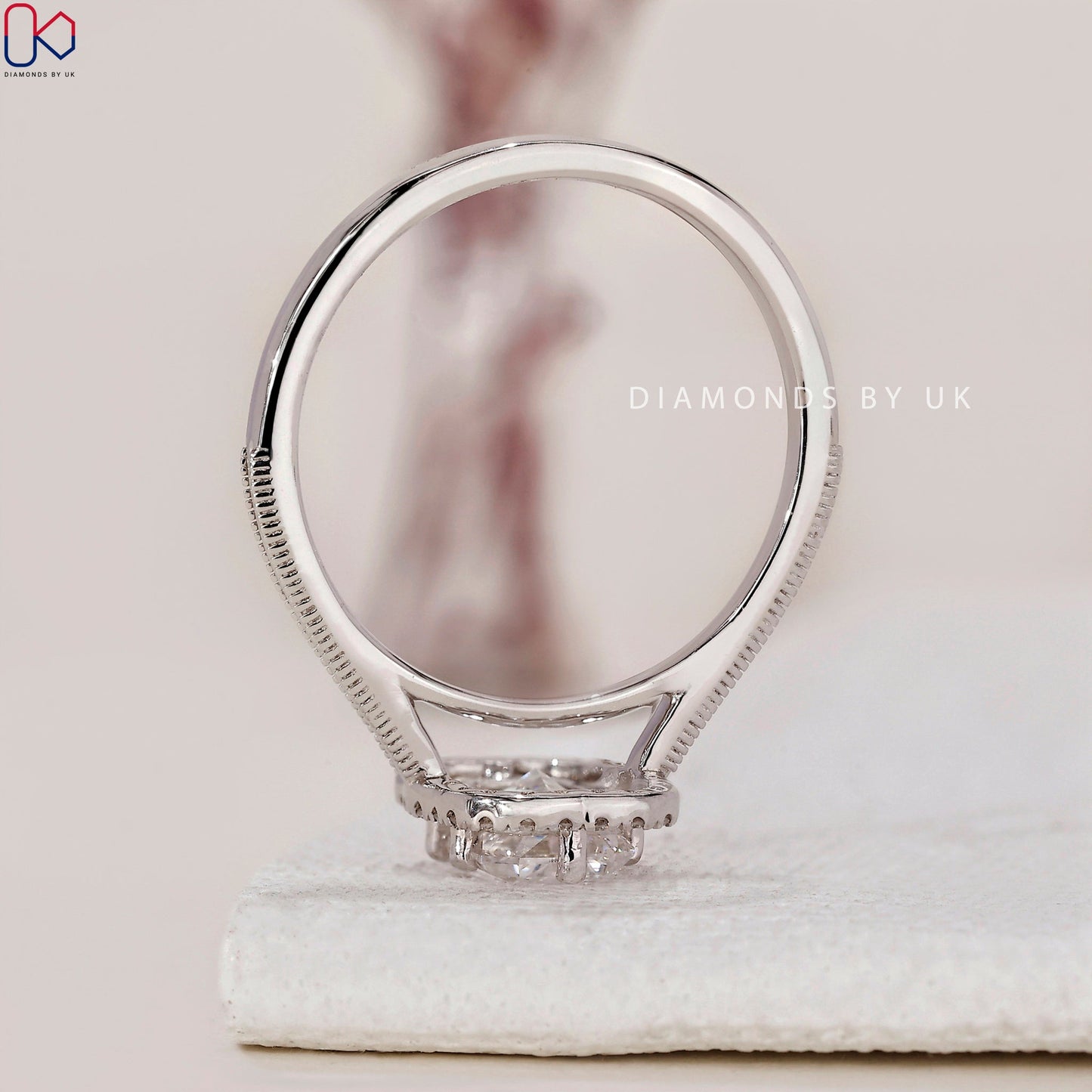 Radiant Cut Diamond Ring With Milgrain Setting