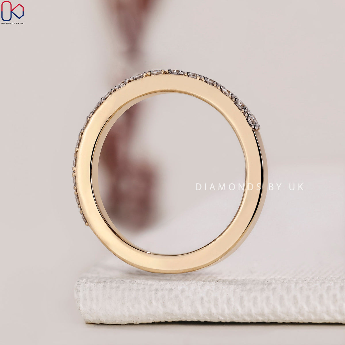 Round Diamond Two Tone Wedding Band