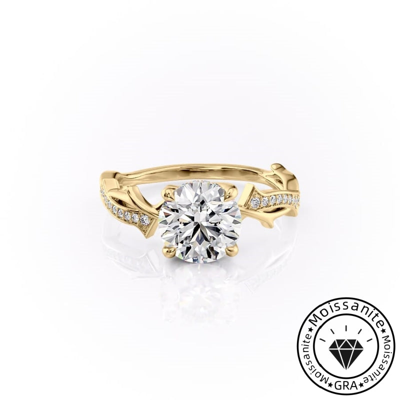 Delicate Solarii Moissanite 2.0ct Round Cut 925 Sterling Silver Twist Design Engagement Ring