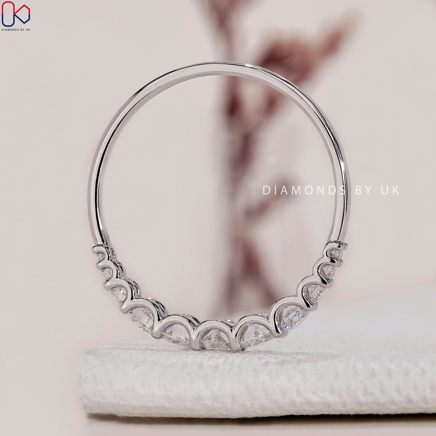 Oval Diamond Wedding Band – Half Eternity