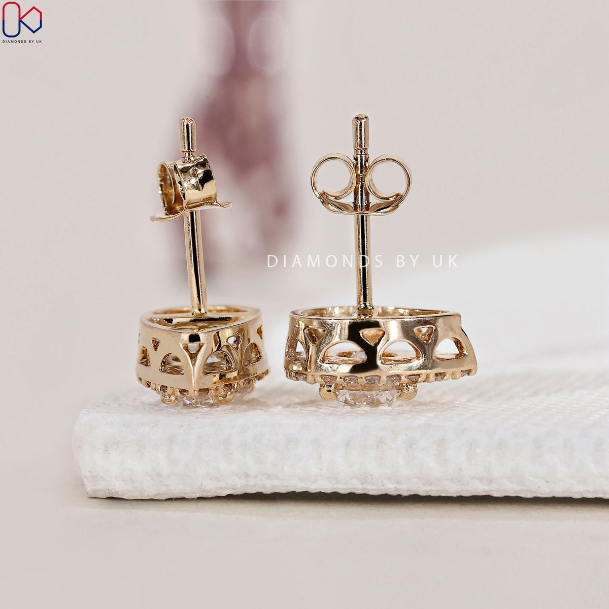 Halo Earrings - Round Diamond Stud