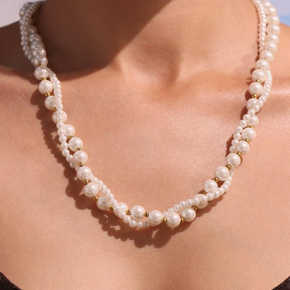Designer Double Pearl Necklace for Elegant Layering