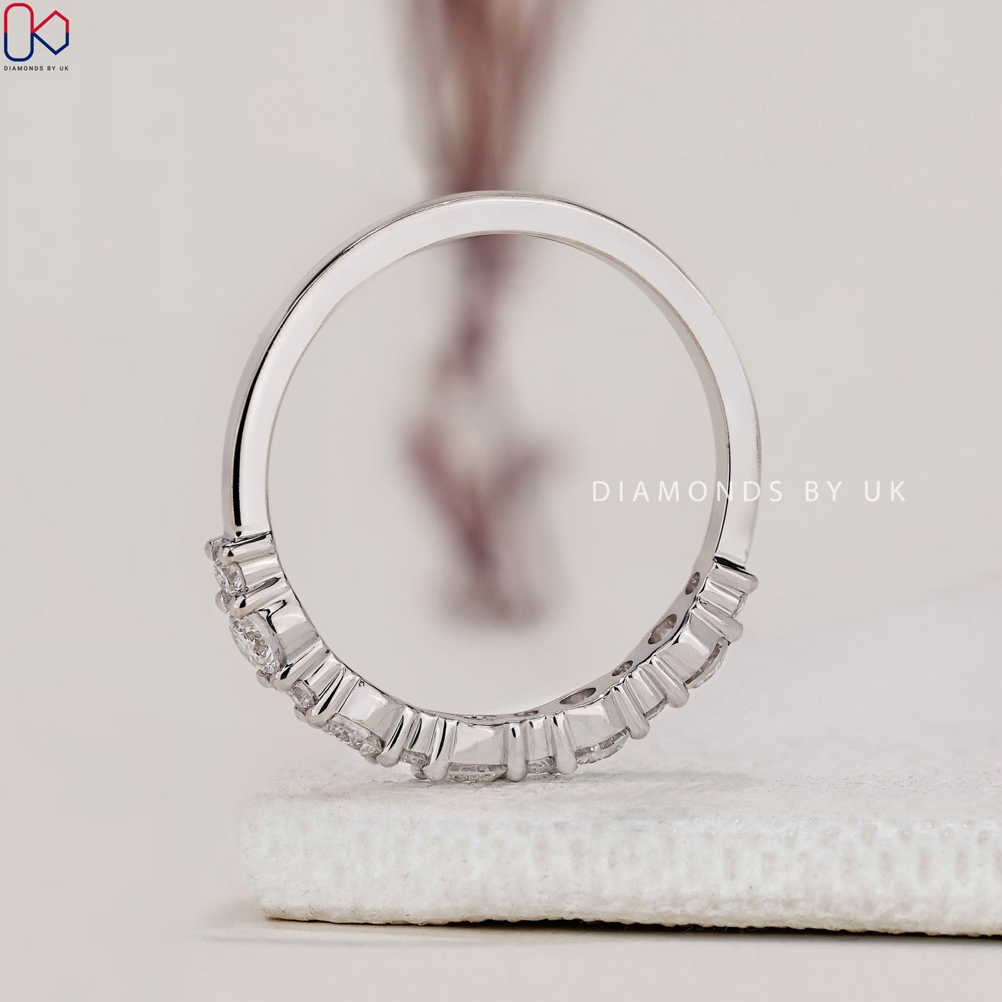 White Gold Diamond Band - Round Cut Diamond