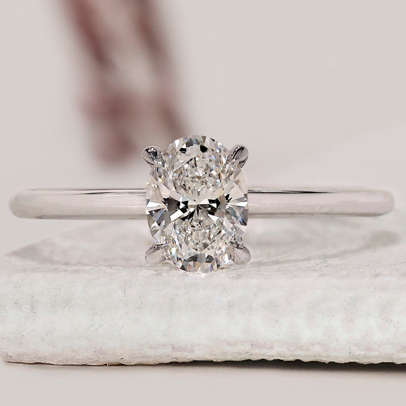 Oval Solitaire Engagement Ring In Prong Setting