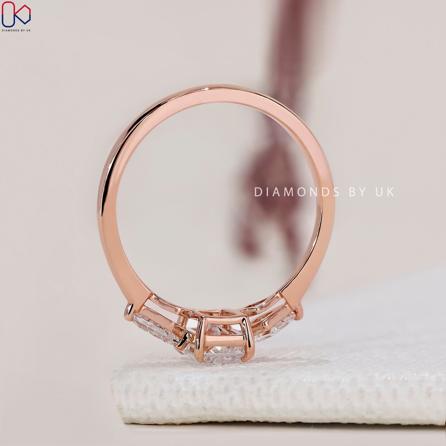 3 Stone Ring With Radiant and Kite Cut Diamonds