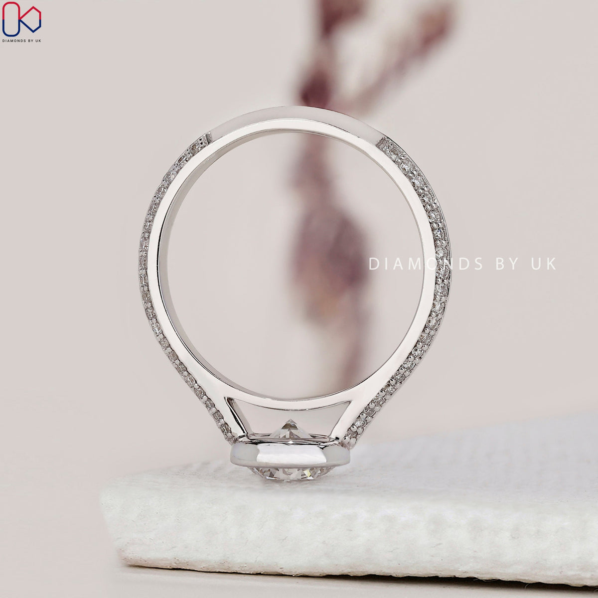 Round Cut Diamond Bezel Set Engagement Ring