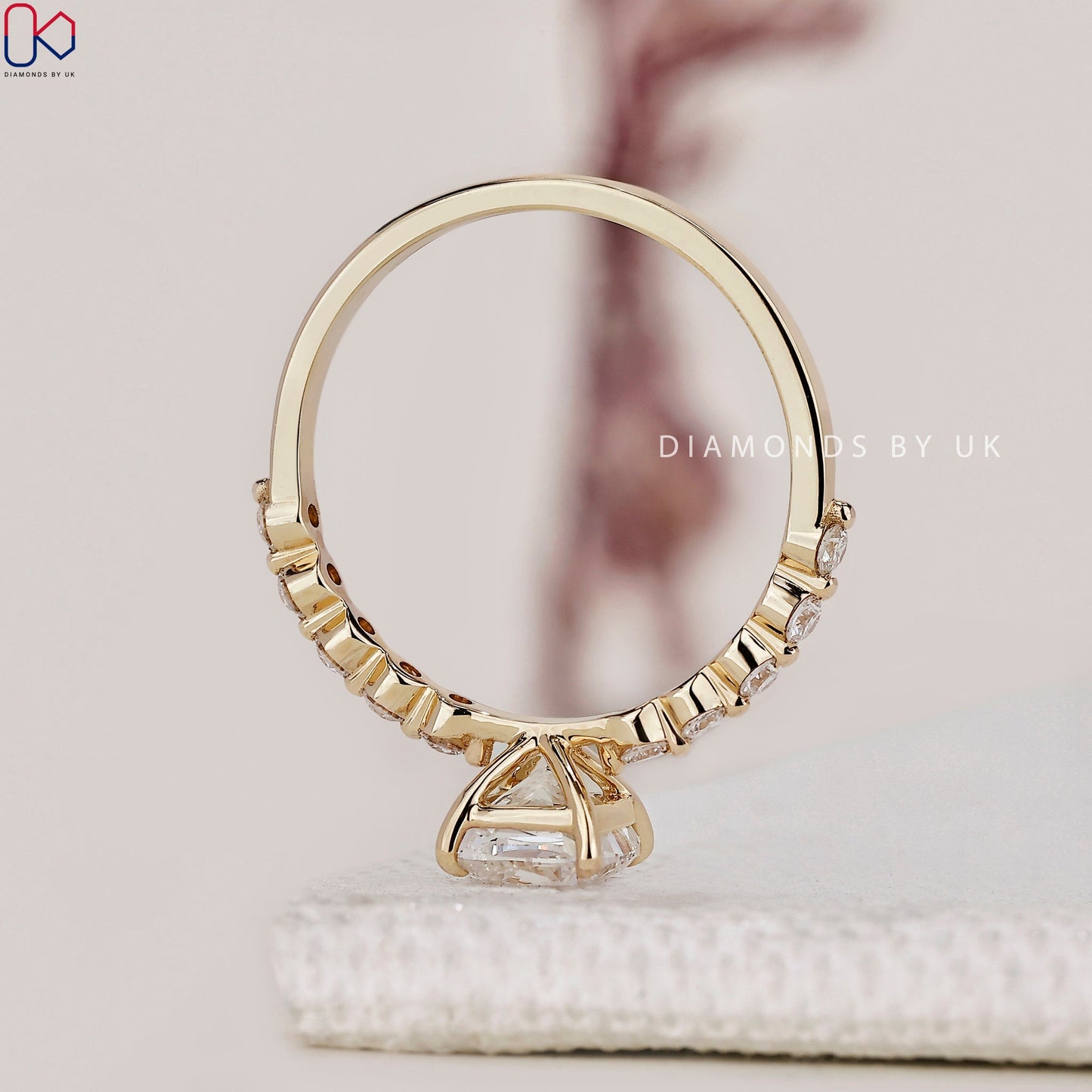 Yellow Gold Cushion Cut Engagement Ring