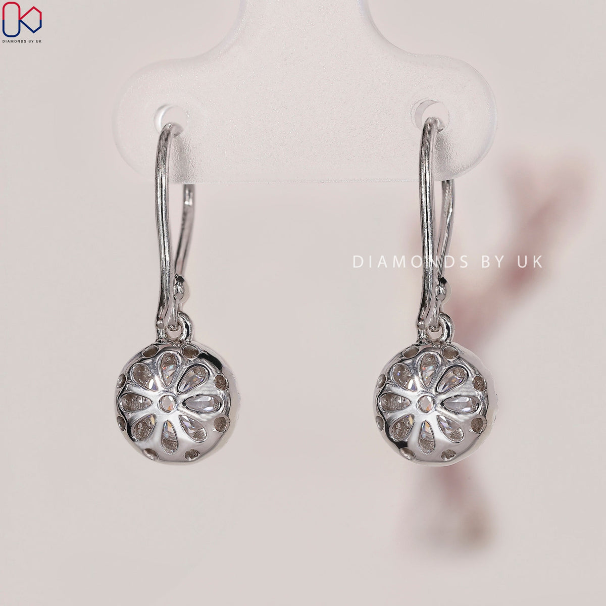 Halo Diamond Earrings - Round Cut