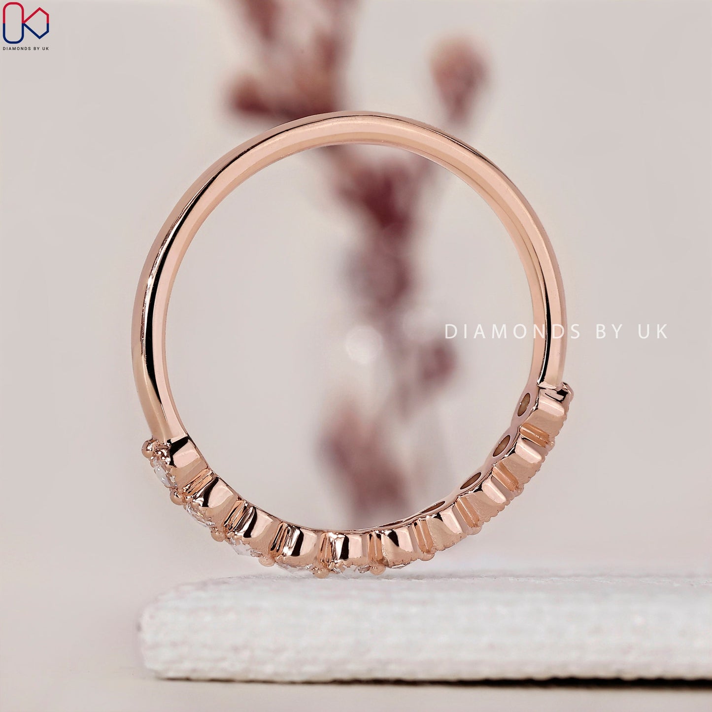 Round Rose Cut Diamond In Rose Gold Ring