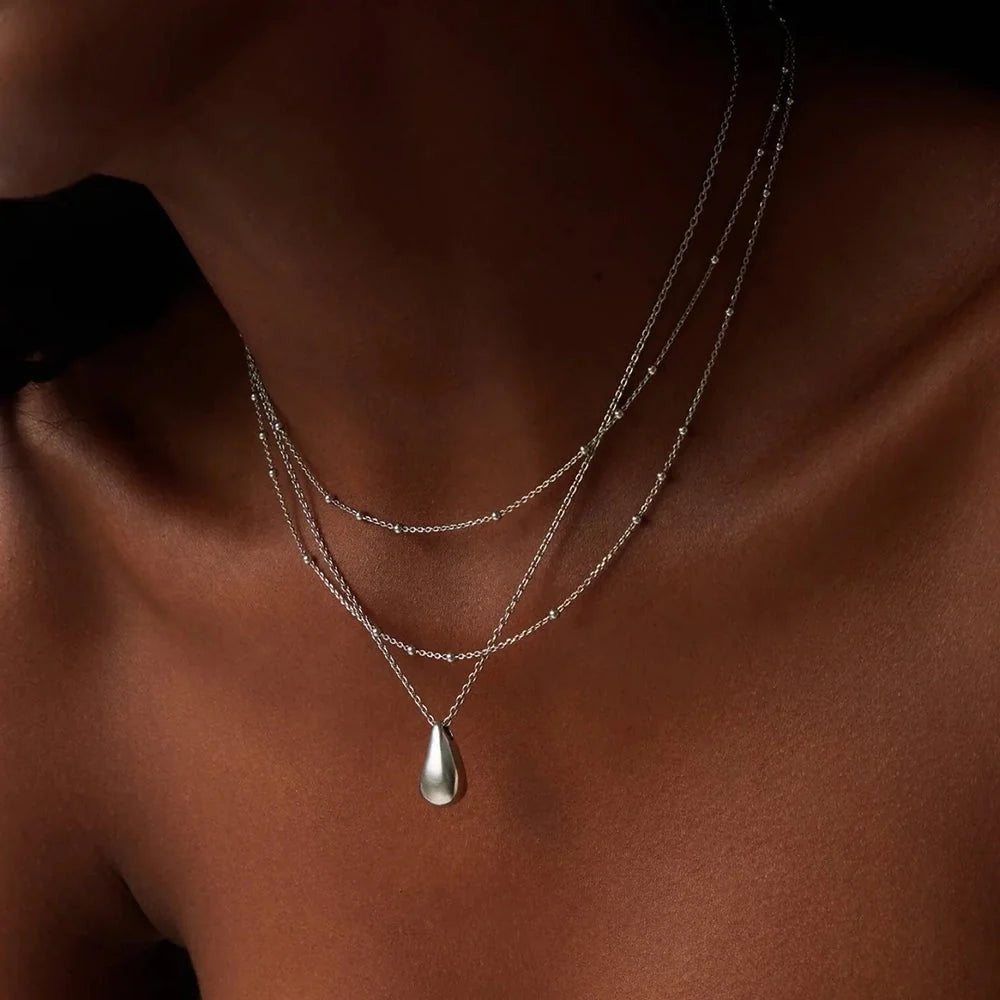 Savi Droplet Pendant & Double Necklace Set | Sterling Silver