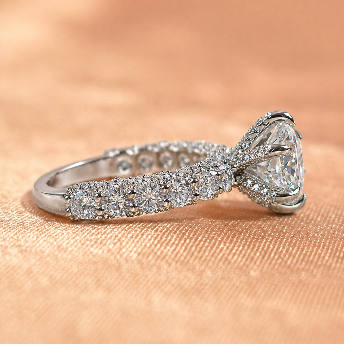 Gorgeous Pave Round Cut 3.0ct Engagement Ring In Sterling Silver