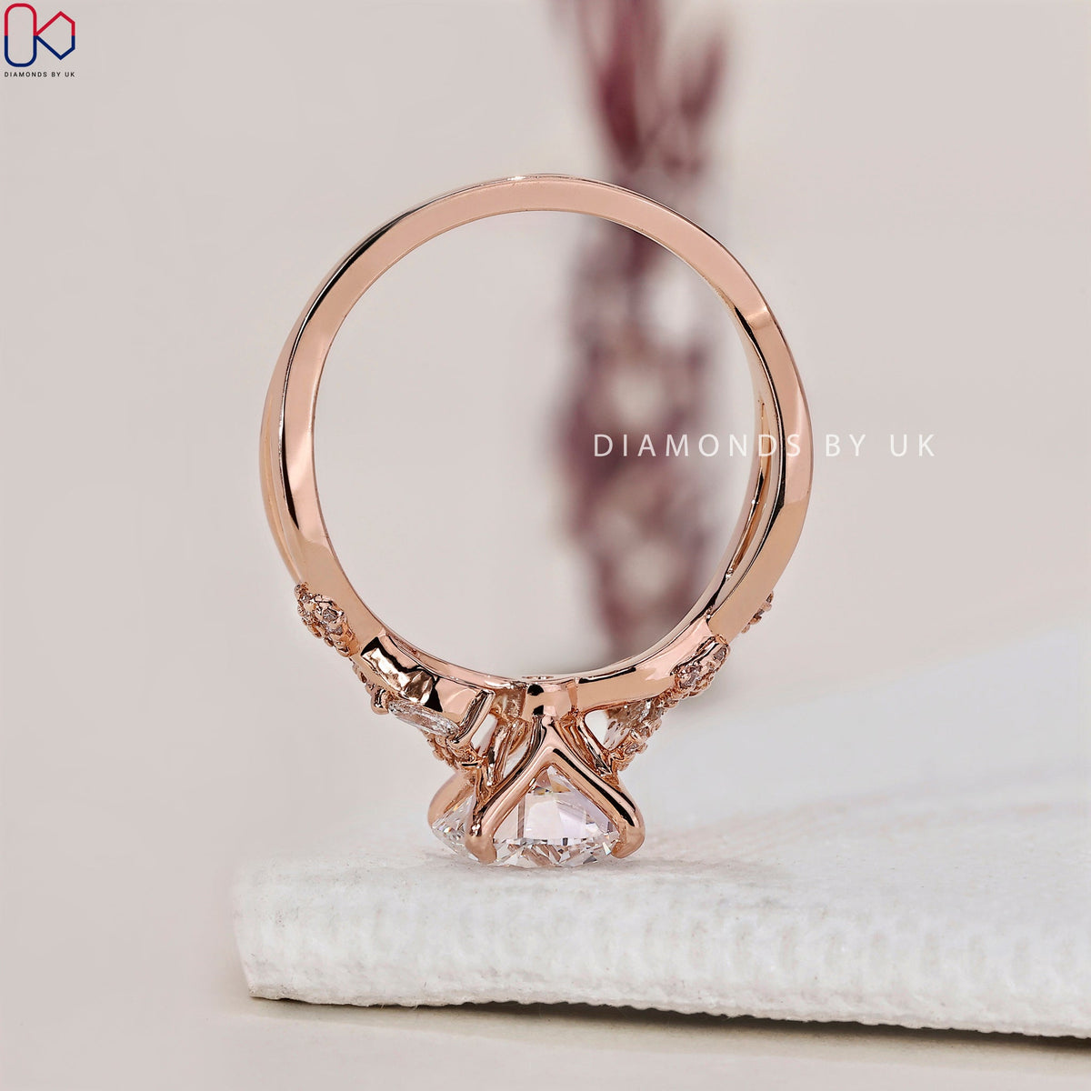 Nature Inspired Engagement Ring - Round Diamonds
