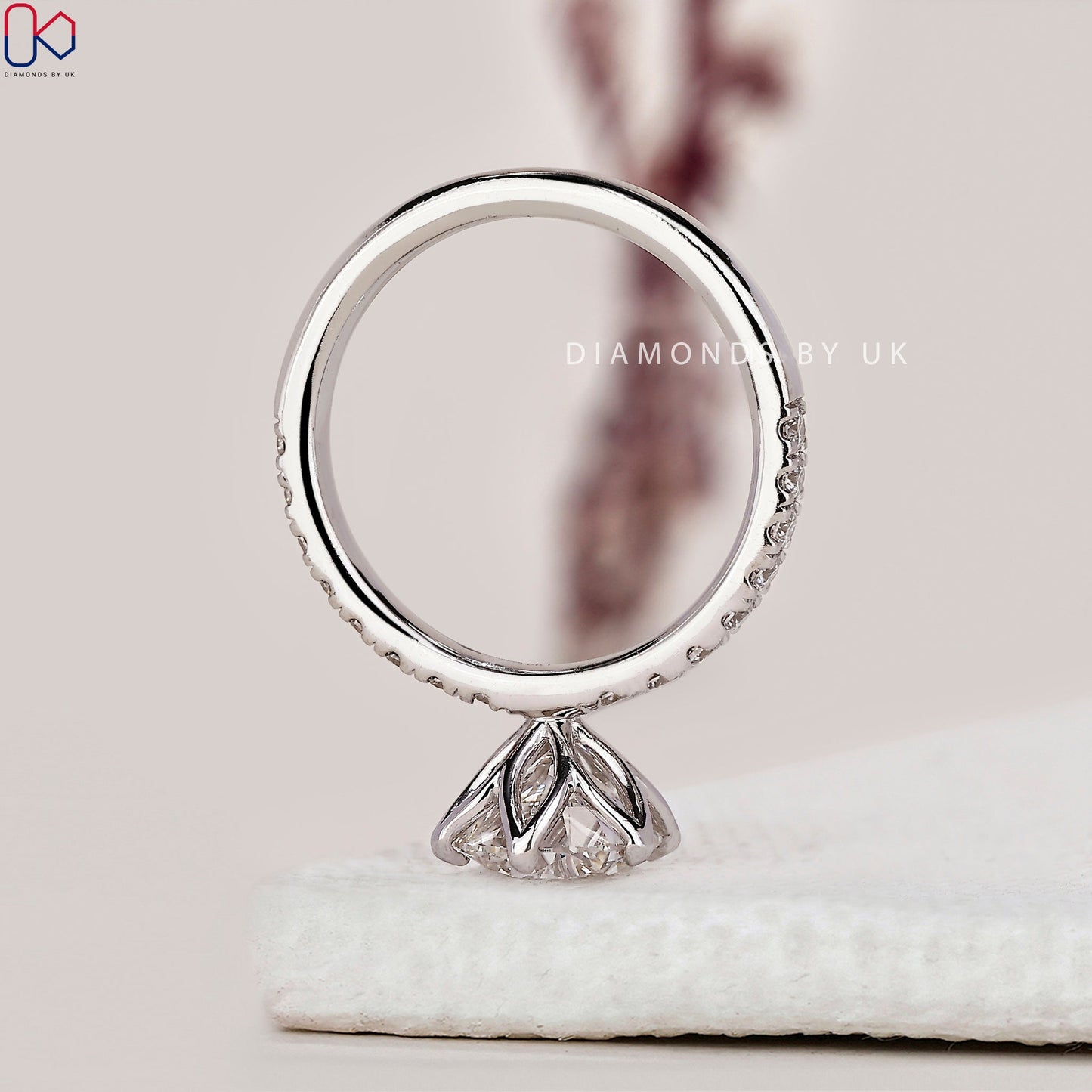 Round Diamond Tulip Setting Engagement Ring