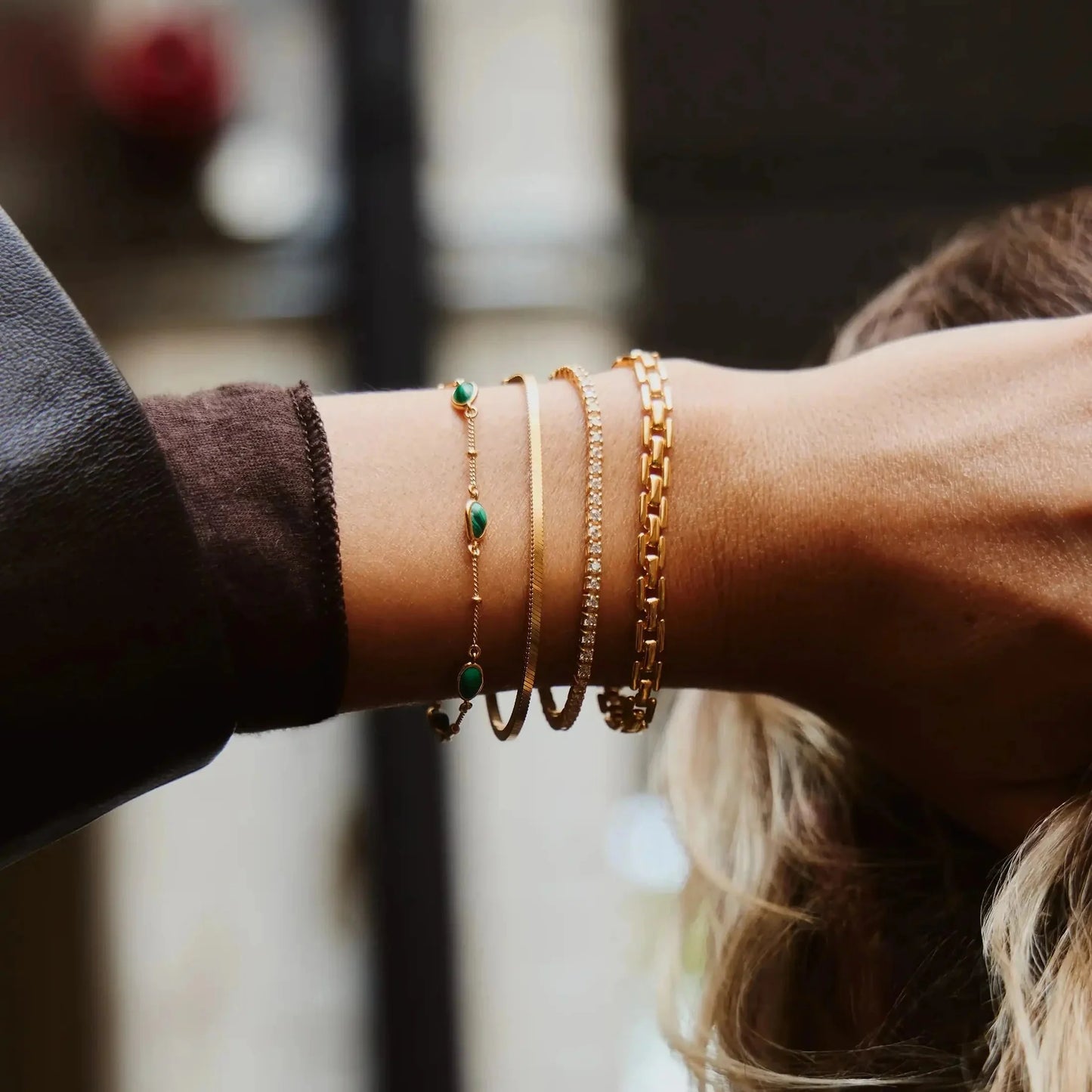 18K Gold Vermeil Magma Gemstone Charm Bracelet