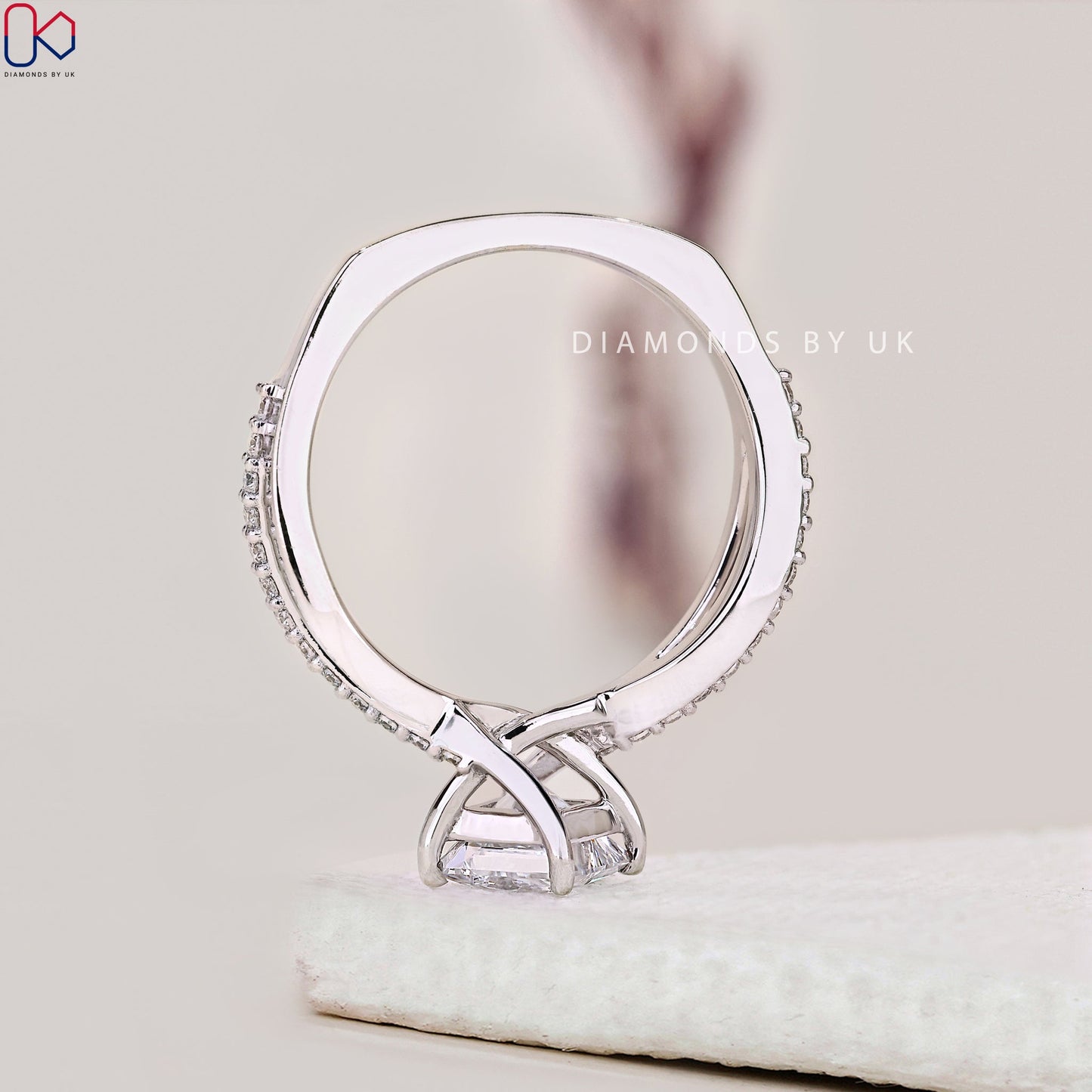 Twisted Pave Princess Cut Diamond Ring