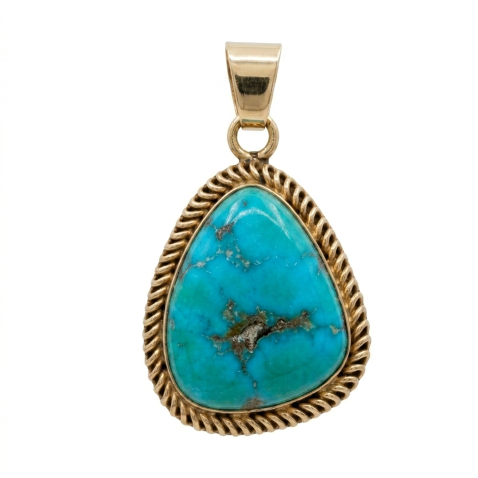 14KY Beautiful Turquoise Pendant weighing 6.4 grams