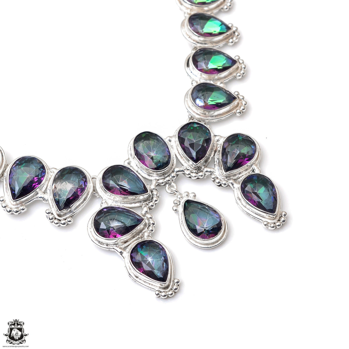 Mystic Topaz Squash Blossom Statement Necklace BN70