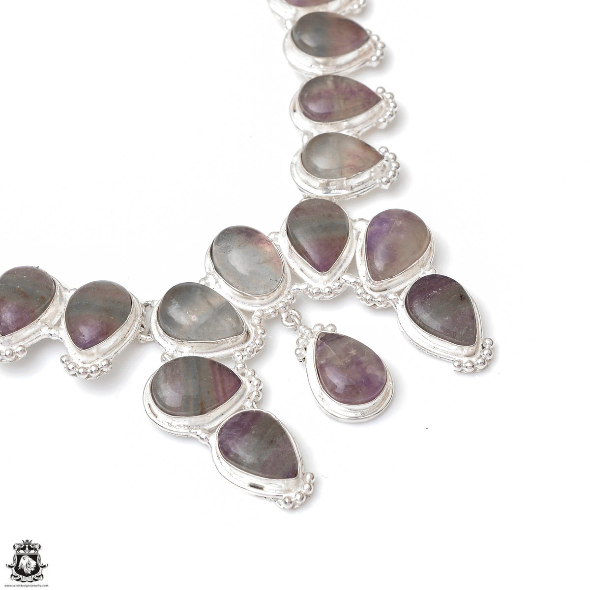 Durham UK Mined Fluorite Squash Blossom Statement Necklace BN26
