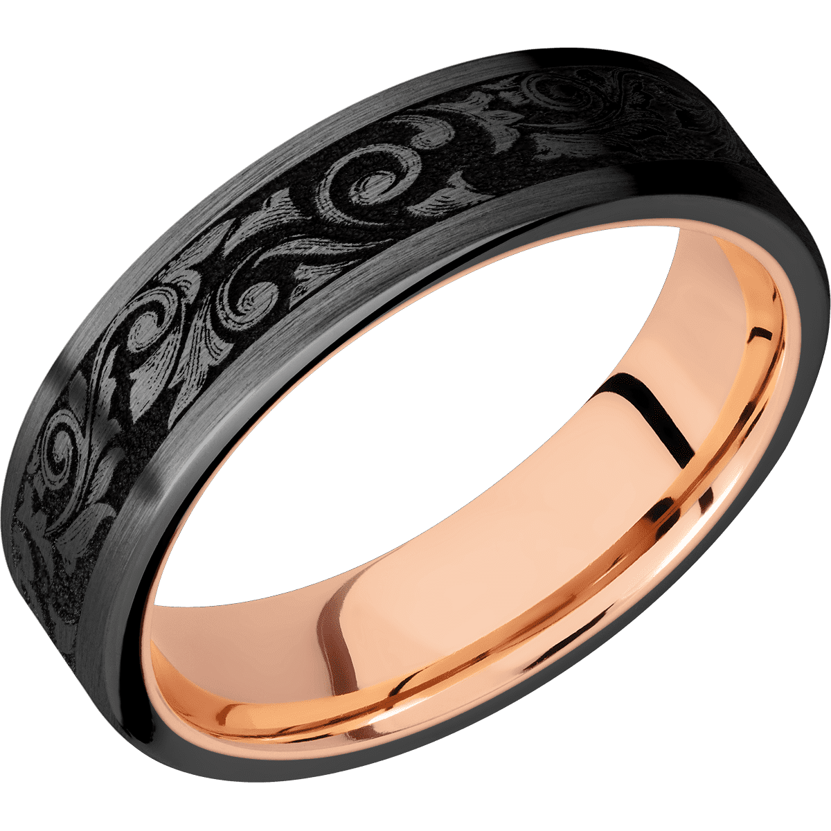 Zirconium + Satin Finish + 10K Rose Gold