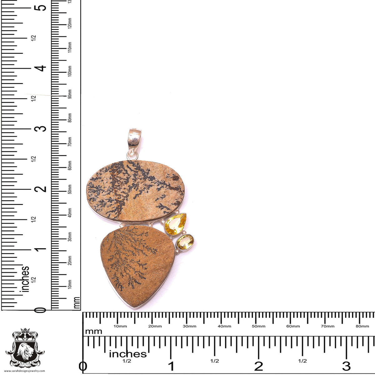 Psilomelane Dendrite Fern Fossil Pendant & 3MM Italian Chain P9870