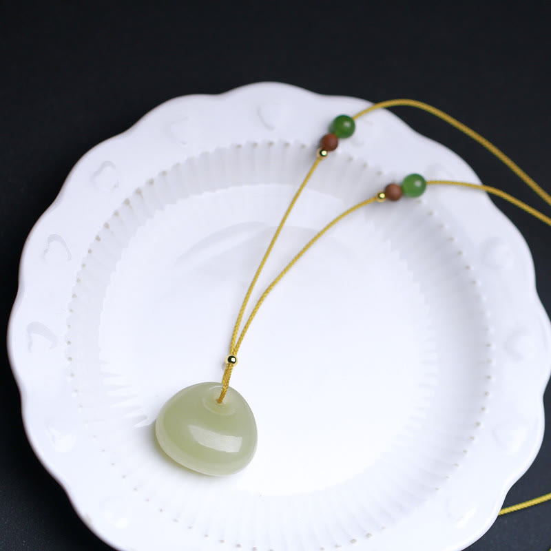 Fortune Jewel Natural Hetian Jade Small Bag Pattern Prosperity String Necklace Pendant