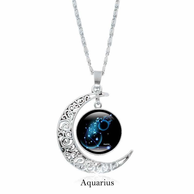 Fortune Jewel 12 Constellations of the Zodiac Moon Protection Necklace Chain Pendant