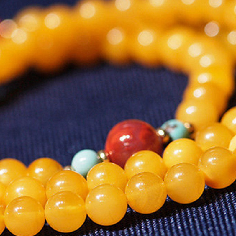 Fortune Jewel Amber Healing Balance Necklace Flower Charm Bracelet