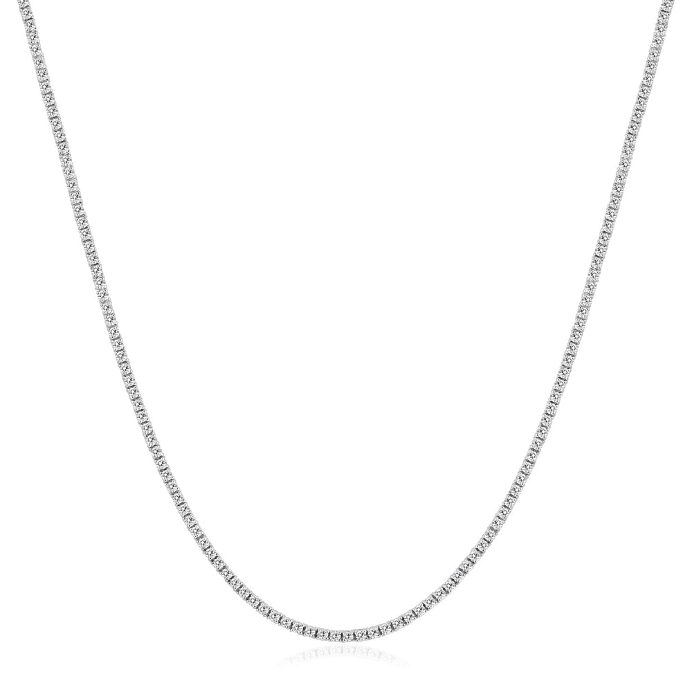 5Ct TW Diamond Tennis Necklace 4-Prong 14k White Gold 16" Lab Grown