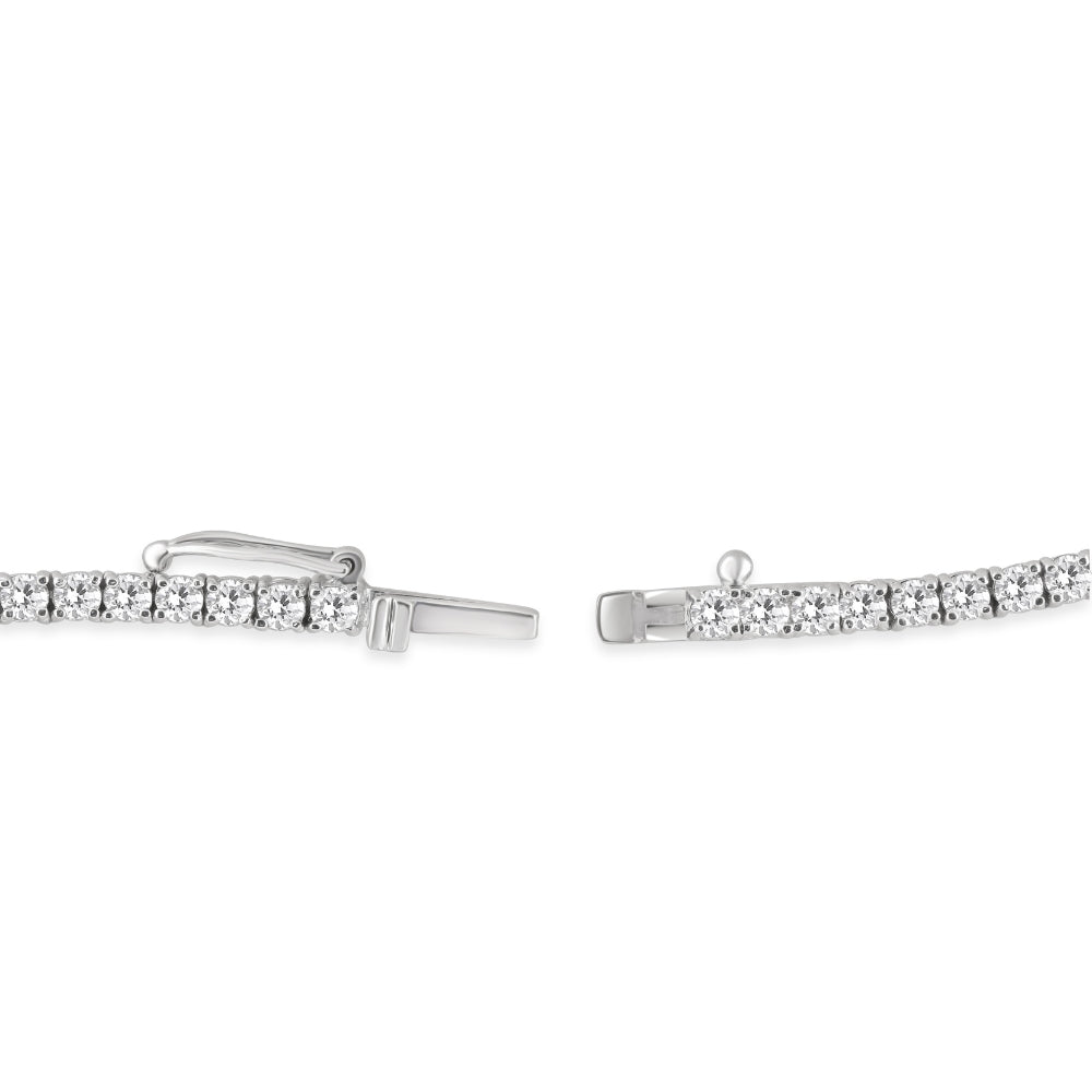 5Ct TW Diamond Tennis Necklace 4-Prong 14k White Gold 16" Lab Grown