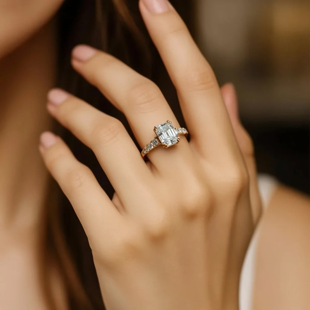 Aria's Luminance | Emerald Cut Diamond Engagement Ring
