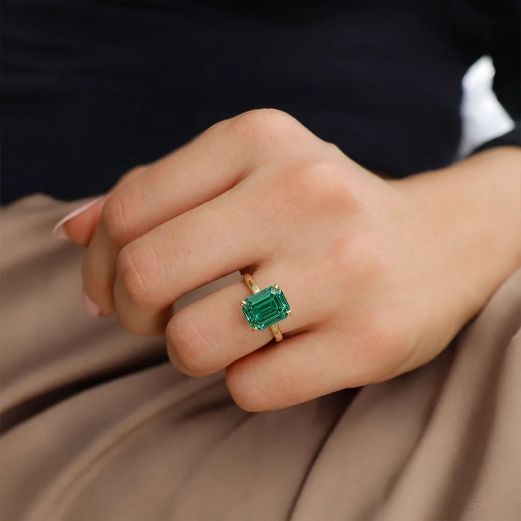 Celia’s Velvet | 3CT Vintage Emerald Solitaire Engagement Ring