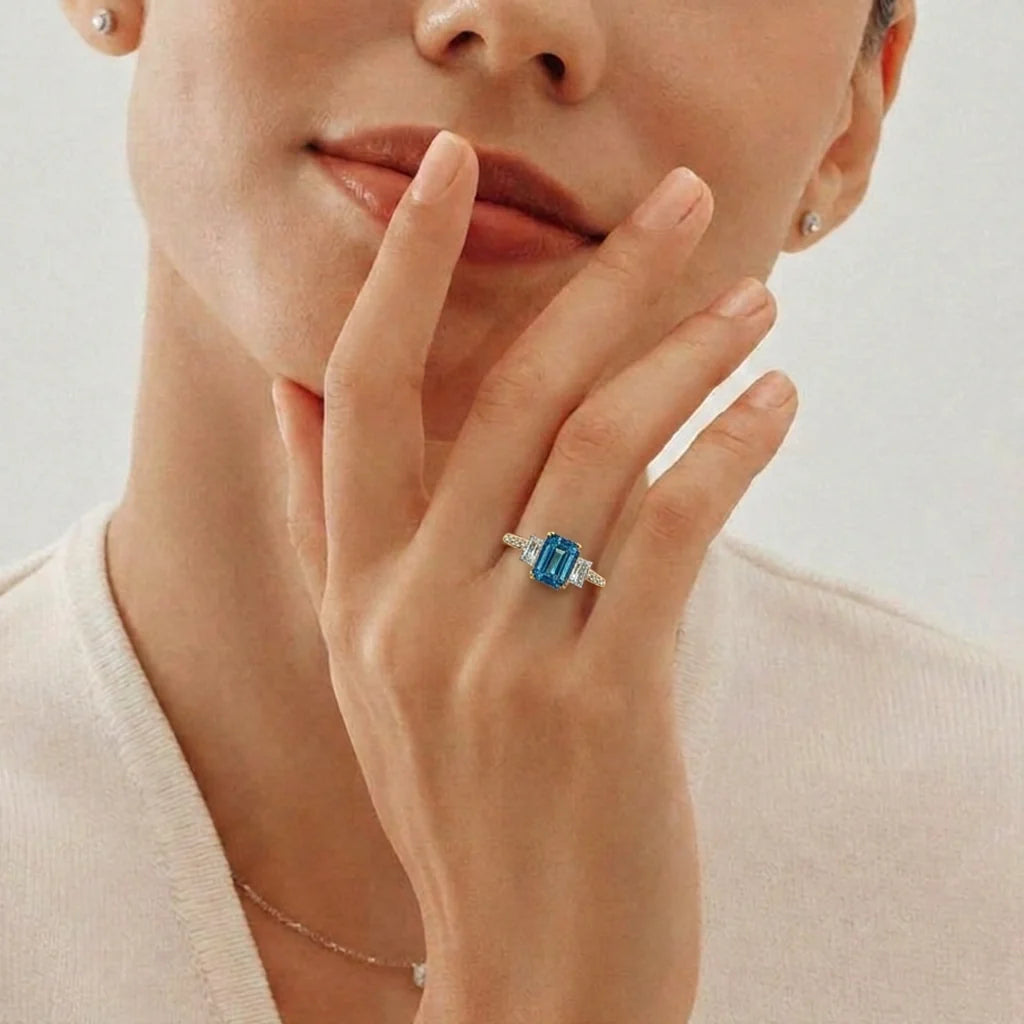 Cleo’s Legacy | 3CT Royal Blue Baguette Sapphire Engagement Ring
