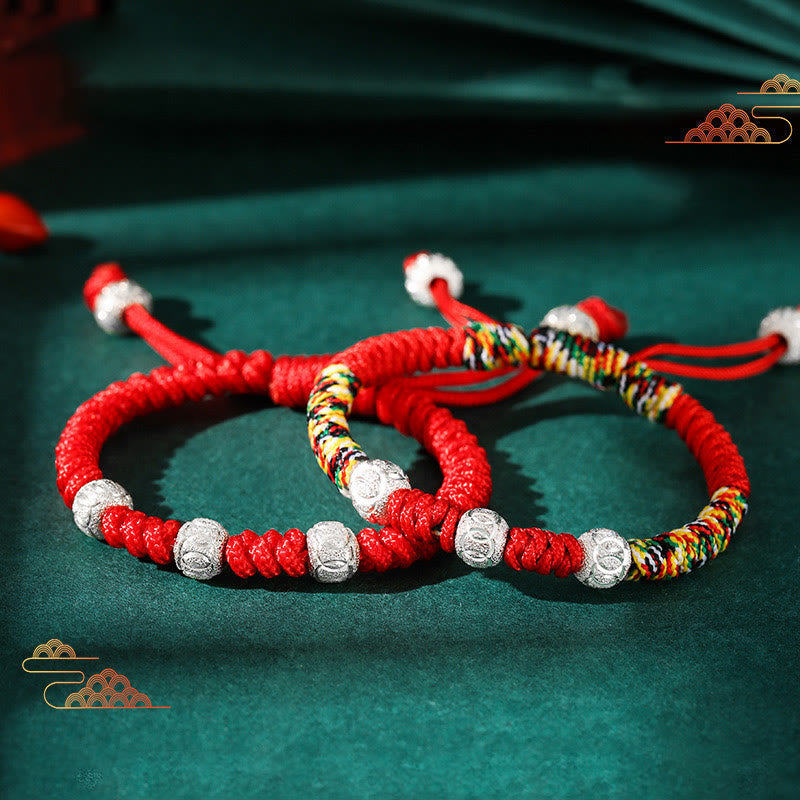 Fortune Jewel 925 Sterling Silver King Kong Knot Multicolored Red String Strength Handmade Braided Kids Child Bracelet