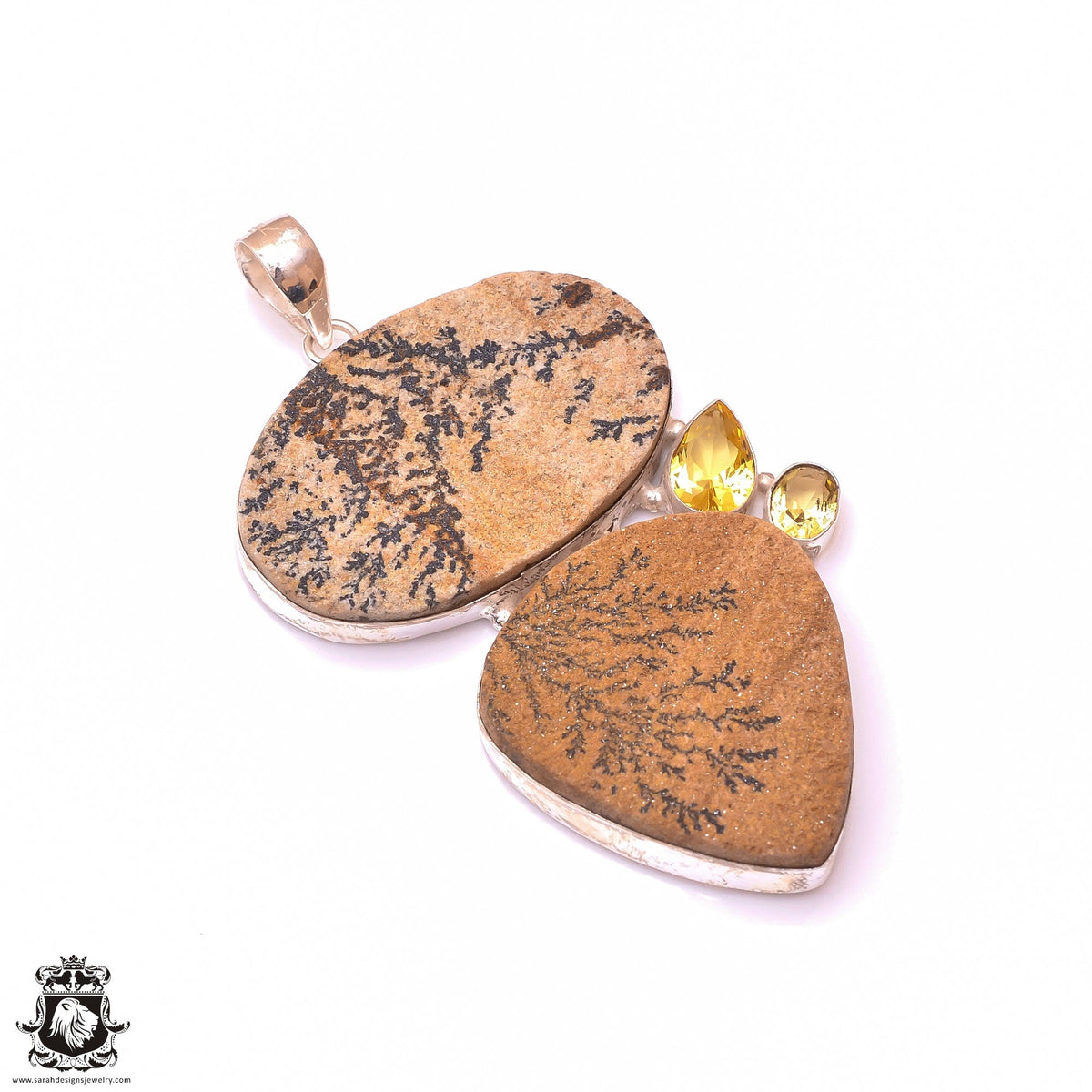 Psilomelane Dendrite Fern Fossil Pendant & 3MM Italian Chain P9870